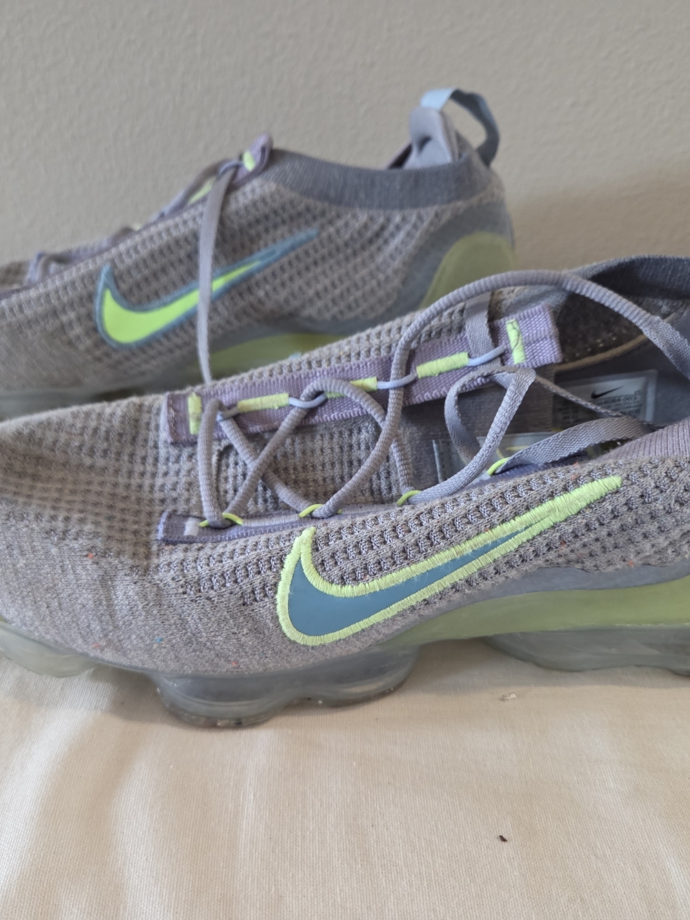 Nike Grey and Neon Green VaporMax Sneakers